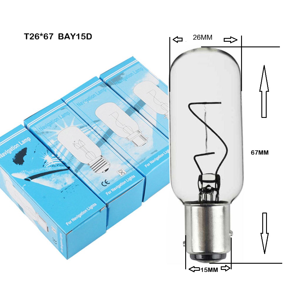 LÁMPARA DE NAVEGACIÓN INCANDESCENTE CON CASQUILLO BAY15D 220V 40W 26x67mm